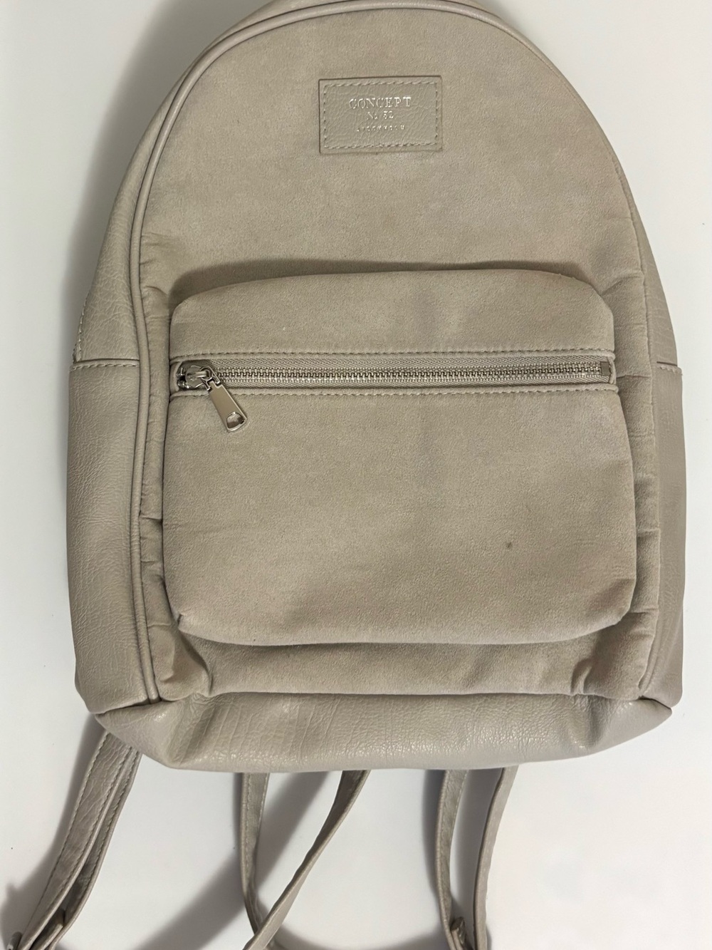 H&M Taupe Faux Suede + Leather Mini Backpack Purse